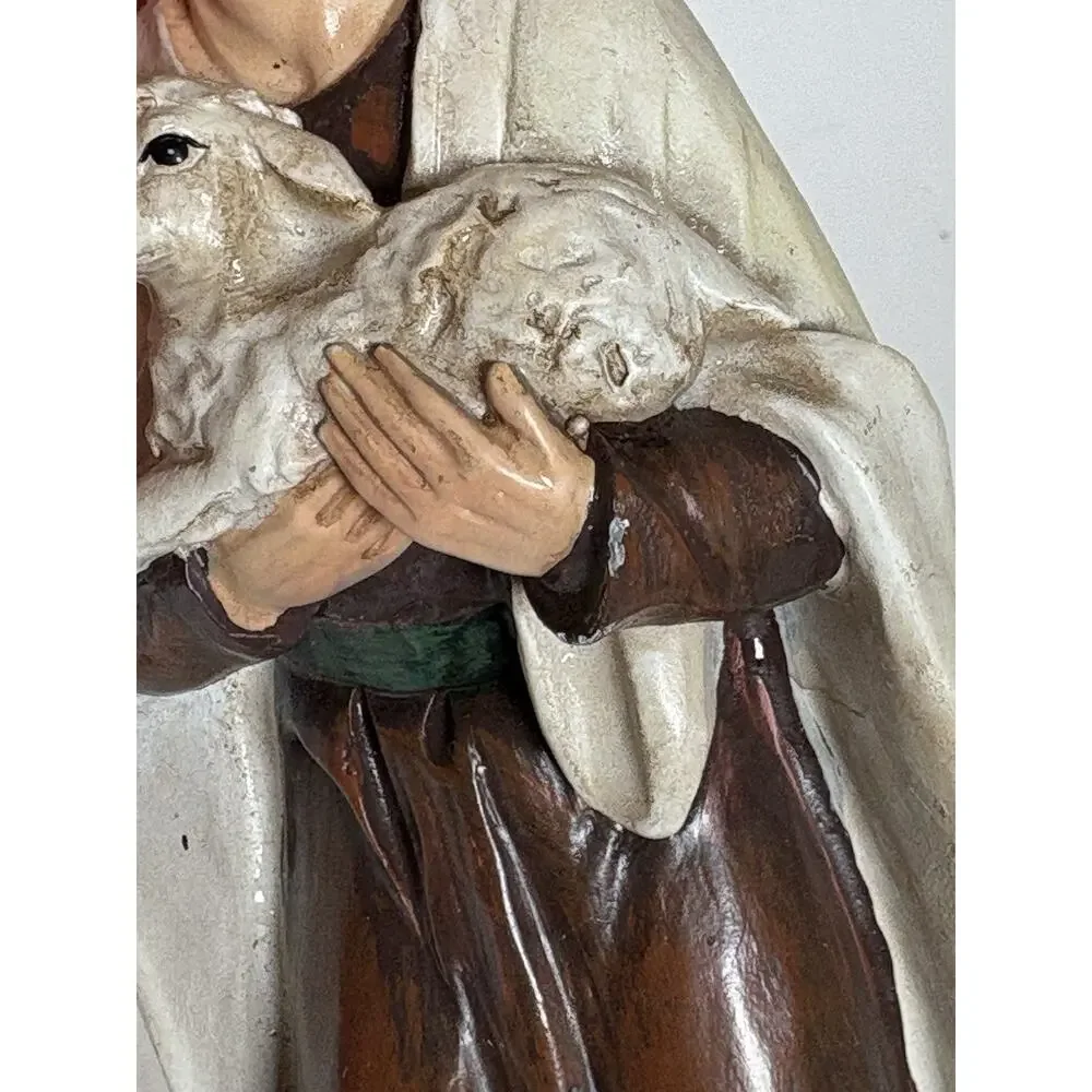 Shepherd holding Lamb Figurine Nativity Manager Religious Christmas Decor 9.5H